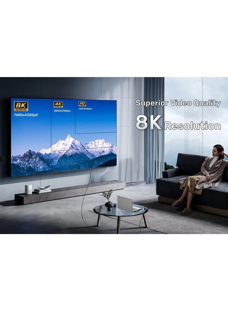 Salab HDMI Cable 8K 48Gbps Ultra High Speed HDMI Cable 8K 60Hz HDR10+ ARC eARC HDCP2.3 Netflix Roku TV PC Monitor Projector MacBook Pro/Blu-ray-3 meters - Image 4